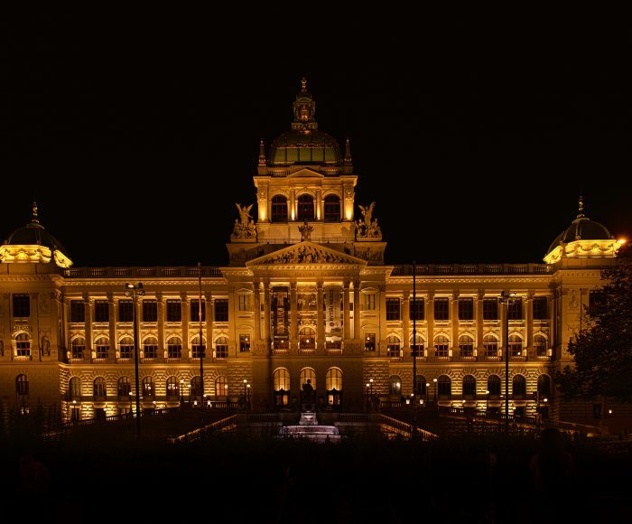 Prague National Museum at night. "Národní Muzeum"